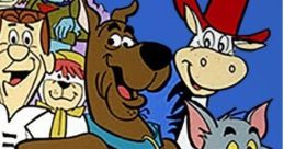 Classic Hanna-Barbera characters including Scooby-Doo, Yogi Bear, and Tom & Jerry in a colorful ensemble.