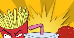 Aqua Teen Hunger Force characters: Frylock, Master Shake, and Meatwad against a vibrant yellow background, showcasing their unique personalities.