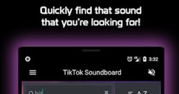 TikTok Soundboard search interface, featuring popular sounds like "Hit or Miss" for quick access and notifications.