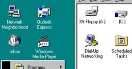 Windows NT4 workspace displaying system icons like My Computer, Outlook Express, and Dial-Up Networking.