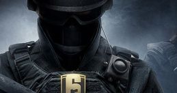 Tactical operator in dark gear holding an assault rifle, featuring the iconic Rainbow Six logo for Ultimate gaming experience.