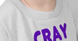 Cute child wearing a gray shirt featuring the text "CRAY CRAY" in bold purple letters, showcasing free funny style.