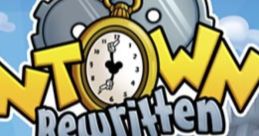 Toontown Rewritten logo featuring a whimsical clock, gears, and an animated character in a colorful toontown setting.