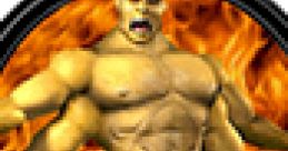 Goro from Mortal Kombat 4 showcases his powerful physique against a fiery background, embodying fierce gameplay excitement.