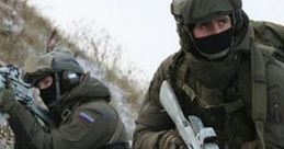 Spetsnaz operatives in tactical gear, navigating a snowy landscape while armed and vigilant during a training exercise.