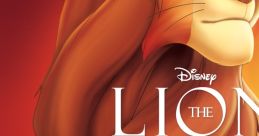 Disney's "The Lion King" featuring Simba, Timon, Pumbaa, and Rafiki against a vibrant red background.