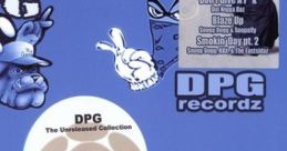 Cover art for DPG Recordz featuring tracks from Snoop Dogg and the Unreleased Collection, vibrant blue background.