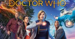 Adventure scene from Doctor Who featuring the Thirteenth Doctor and companions amidst cosmic chaos and vibrant landscapes.