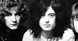 Classic portrait of Led Zeppelin members, showcasing iconic 1970s rock fashion and hairstyles.