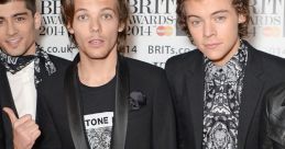 One Direction members at the BRIT Awards 2014, showcasing their trendy styles and charismatic presence on the red carpet.