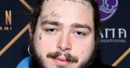 Post Malone attending a glamorous event, showcasing his unique style and distinctive facial tattoos, embodying modern music culture.