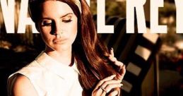 Lana Del Rey features in a stylish promotional shot for her EP "Summertime Sadness (Remixes)," capturing a nostalgic vibe.