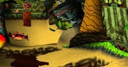 Crash Bandicoot navigates a vibrant jungle path with crates and enemies in a classic level from Crash 1.