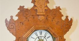 Vintage wooden clock with intricate designs, showcasing craftsmanship and the passage of time at Oxford College.