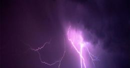 Dramatic lightning strikes illuminate a city skyline at night, showcasing the power and beauty of thunder and storms.