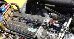 Detailed view of a high-performance 1.3 Litre engine used in Formula 1 racing, showcasing intricate components and design.