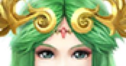 Palutena from Super Smash Bros. Wii U, featuring her iconic green hair and elaborate golden headpiece and jewelry.