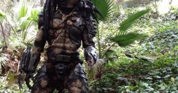 Predator character in a lush forest setting, showcasing impressive FX and costume design inspired by sci-fi aesthetics.