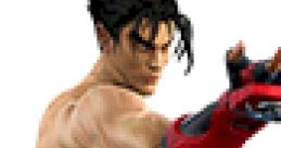 Kazuya Mishima from Tekken 3, showcasing his iconic pose with the bold game logo in the foreground.