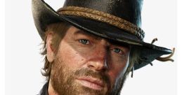 Arthur Morgan with a rugged look, wearing a cowboy hat and scarf, embodies the spirit of the Wild West in Red Dead Redemption 2.