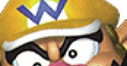 Wario grinning fiercely, wearing a yellow cap with 'W', iconic character from Mario Tennis 64.