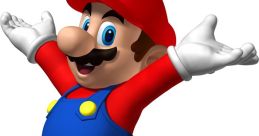 Cheerful Mario character in red hat and blue overalls, welcoming fans with open arms, embodying classic gaming nostalgia.