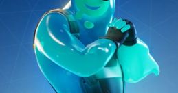 Stylized blue character from Fortnite, featuring a playful smile and slick design, perfect for Disney fan collections.