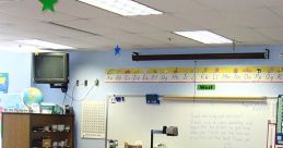 Brightly organized elementary classroom with desks, chairs, educational supplies, and a welcoming atmosphere for learning.