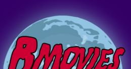 Bold logo for "B Movies and Beyond!" featuring vibrant red text against a moody blue moon backdrop. Perfect for film enthusiasts.