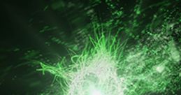 Dynamic green energy explosion with swirling light effects, showcasing epic visual intensity and abstract design elements.