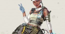 Lifeline from Apex Legends poses confidently, showcasing her tactical gear and healing drone, ready for action.