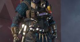 Caustic character in Apex Legends, showcasing a rugged design with gas mask and spikes, highlighting his toxic expertise.