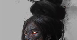 Eerie portrait of a character with burnt features and striking glowing eyes, embodying themes from The Burnt DnD.