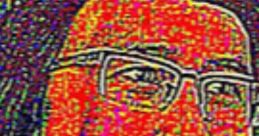 Colorful abstract portrait with glasses, featuring the letter 'E,' embodying playful meme aesthetics and vibrant chaos.