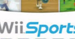 Wii Sports logo featuring sports icons, highlighting baseball and the immersive gaming experience of the Wii console.