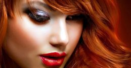 Elegant woman with striking red hair, bold makeup, and a decorative ring, exuding a confident and fierce attitude.