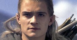 Legolas with long hair and elven attire, showcasing his fierce determination and skill as an archer in Middle-earth.