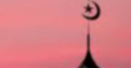 Silhouette of a mosque dome with crescent moon against a vibrant pink sunset, symbolizing Ramadan and Islamic faith.