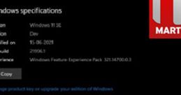 Windows 11 SE specifications screen showing version, build number, and feature experience pack details.