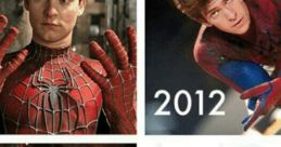 Ultimate Meme 2023 showcasing Spider-Man evolution: Tobey Maguire, Andrew Garfield, and a young fan in costume.