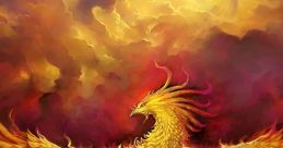 Majestic phoenix rising from flames, symbolizing rebirth and strength, set against a dramatic sunset sky.