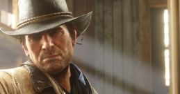 Arthur Morgan in a rustic setting from Red Dead Redemption II, showcasing detailed character design and dramatic lighting.