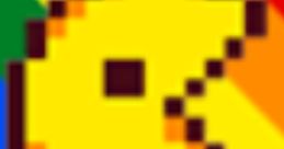 Pixelated yellow character with a rainbow background, symbolizing diversity and gaming culture. Perfect for "Freak" themes.