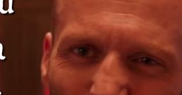 Intense expression of a bald man with close-cropped beard, showcasing a memorable moment from "Ultimate Meme by Shaw.