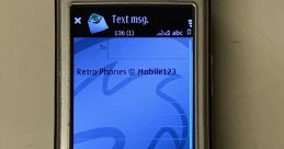 Nokia N73 displaying a text message interface, showcasing retro mobile technology and messaging features.