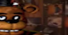 Freddy Fazbear humorously interacting with a microphone, embodying 21st-century humor trends and gaming culture.