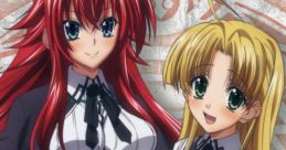 Group of female characters from Dxd with distinctive hairstyles and school uniforms, showcasing vibrant anime style.