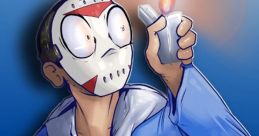 Cartoon character in a mask holding a lighter, exuding a playful yet intense vibe reminiscent of H20Delirious.