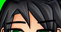 Stylized avatar of Draco from Itsfunneh with black hair and green eyes, set against a vibrant green background.