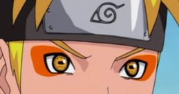 Naruto Uzumaki with whisker marks and determined expression, wearing a ninja headband against a natural background.